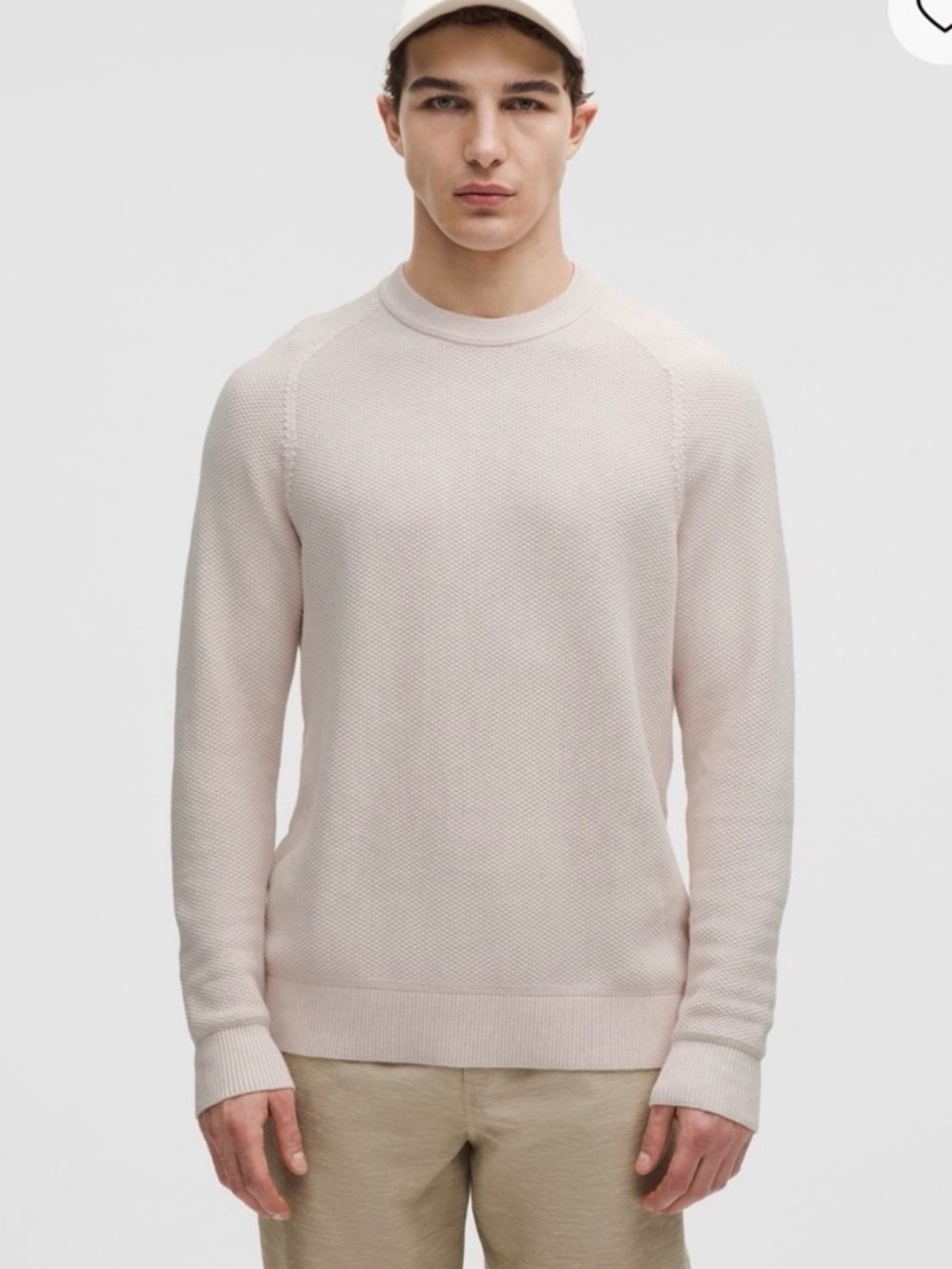 Lululemon Textured Knit Crewneck Sweater Heathered Natural Ivory Men’s